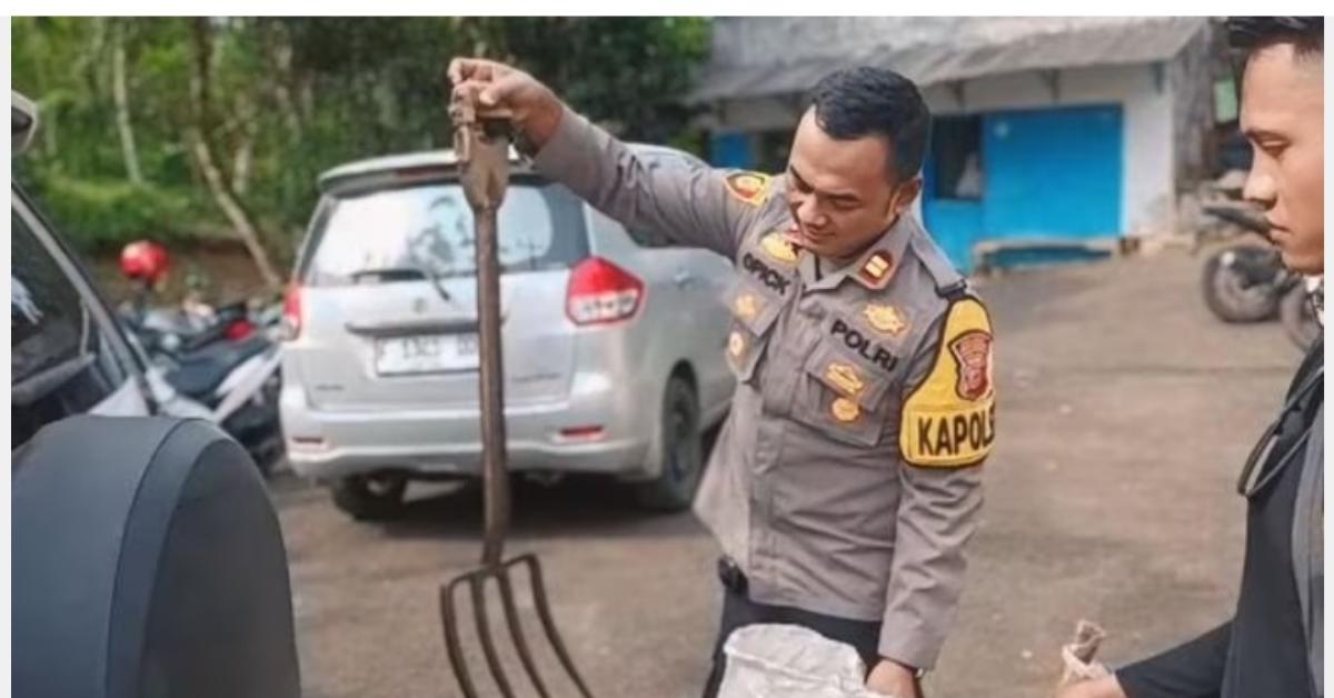 Penampakan Garpu Tanah yang Dipakai RA Bunuh Ibu Kandung, Kepala Korban Hancur, Terdapat 10 Luka Tusuk