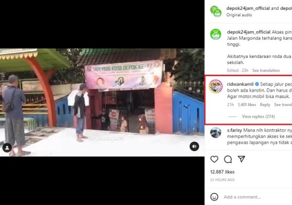 Ridwan Kamil Beri Komentar Mengejutkan Soal Akses SD di Margonda Depok Tertutup Pelebaran Trotoar