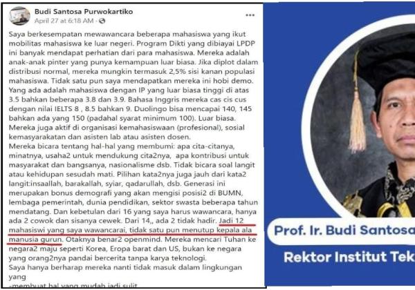 Viral! Rektor ITK Budi Santosa Diduga Rasis, Sindir Wanita Jilbab sebagai Manusia Gurun