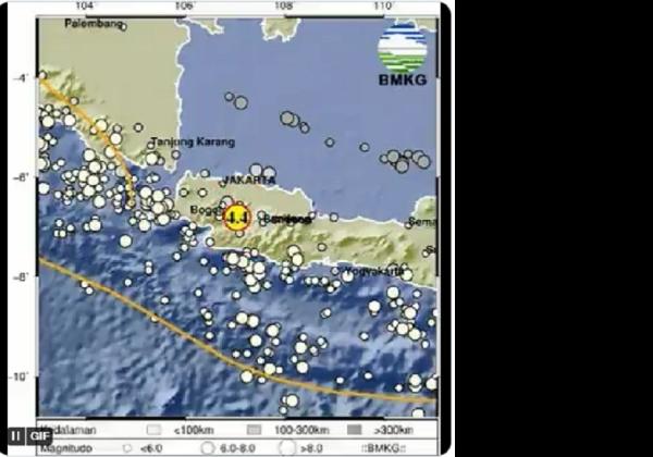 Info Gempa Bumi Terkini Cianjur BMKG, Magnitudo 4,3 Kedalaman 10 Km