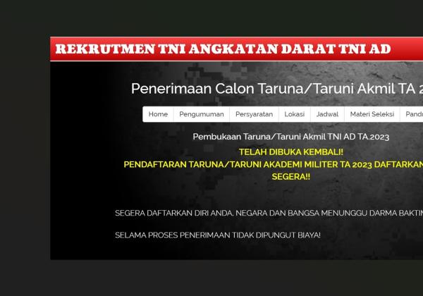 Link Pendaftaran TNI AD 2023: Calon Taruna/Taruni Akmil Bisa Daftar Hingga 2 Juni 2023, Ini Persyaratannya