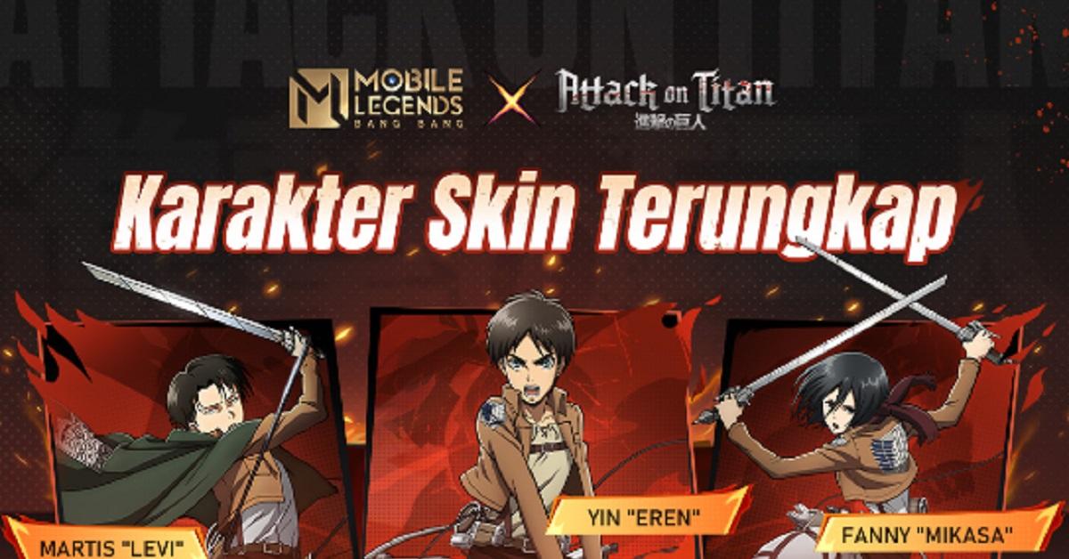 Resmi! Ini 3 Hero MLBB yang Dapat Skin Attack on Titan
