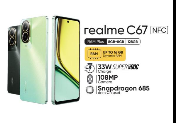 Harga Ramah HP Realme C67 Punya Spesifikasi Keren Gunakan Snapdragon 685 dan Kamera Utama 108 MP 