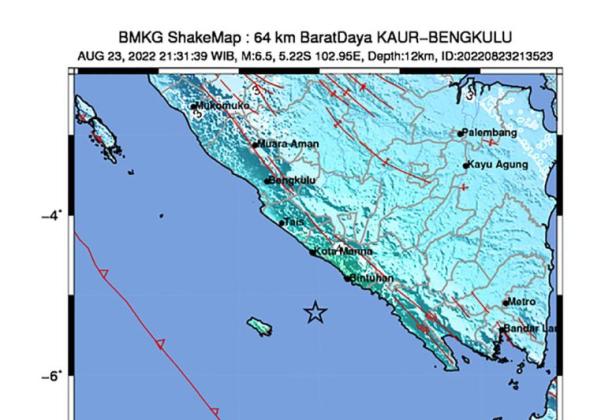 Gempa Bumi Bengkulu M 6.5 Dirasakan Kuat, Belum Ada Laporan Kerusakan