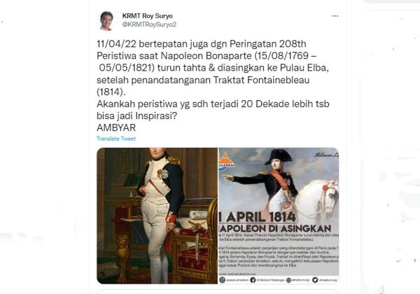 Roy Suryo Duet Helmi Felis, Pengasingan Napoleon Bonaparete Disamakan dengan Isu Pelengseran Jokowi?