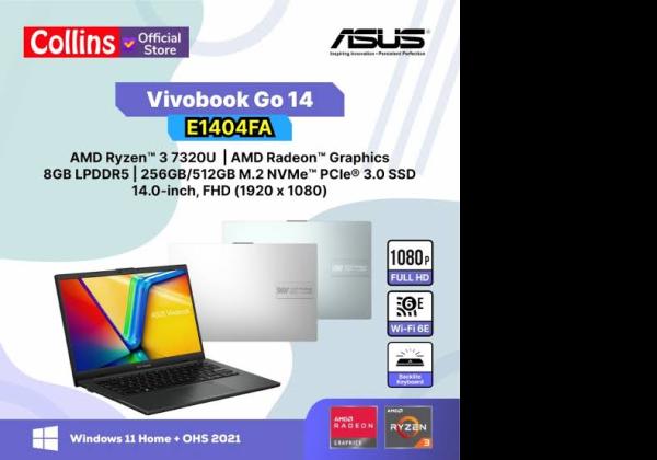 Begini Spek Laptop Asus Vivobook Go 14 E1404, Cocok Banget untuk Pelajar
