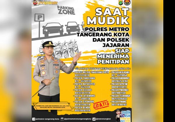 Gratis! Warga Kota Tangerang yang Mudik Bisa Titip Kendaraan di Polres atau Polsek