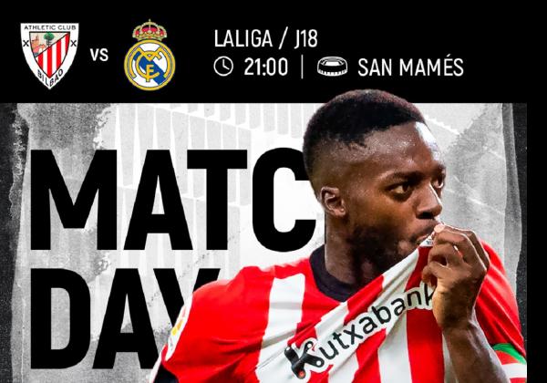 Link Live Streaming LaLiga Spanyol 2022/2023: Athletic Bilbao vs Real Madrid