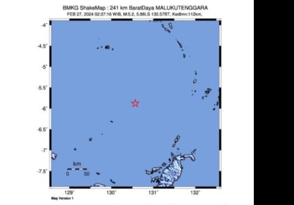Gempa Tektonik Magnitudo 5,4 Guncang Maluku, BMKG: Pergeseran Batua Dalam Lempeng di Laut Banda