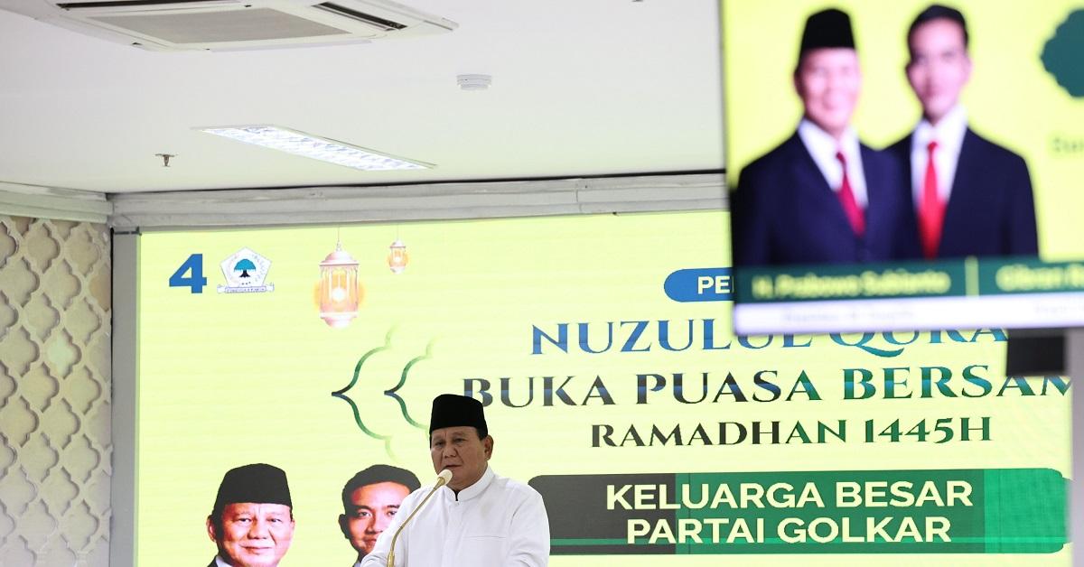 Prabowo Hadiri Bukber Partai Golkar Bareng Gibran, Tegaskan Hormati Proses dan Tunggu Putusan MK