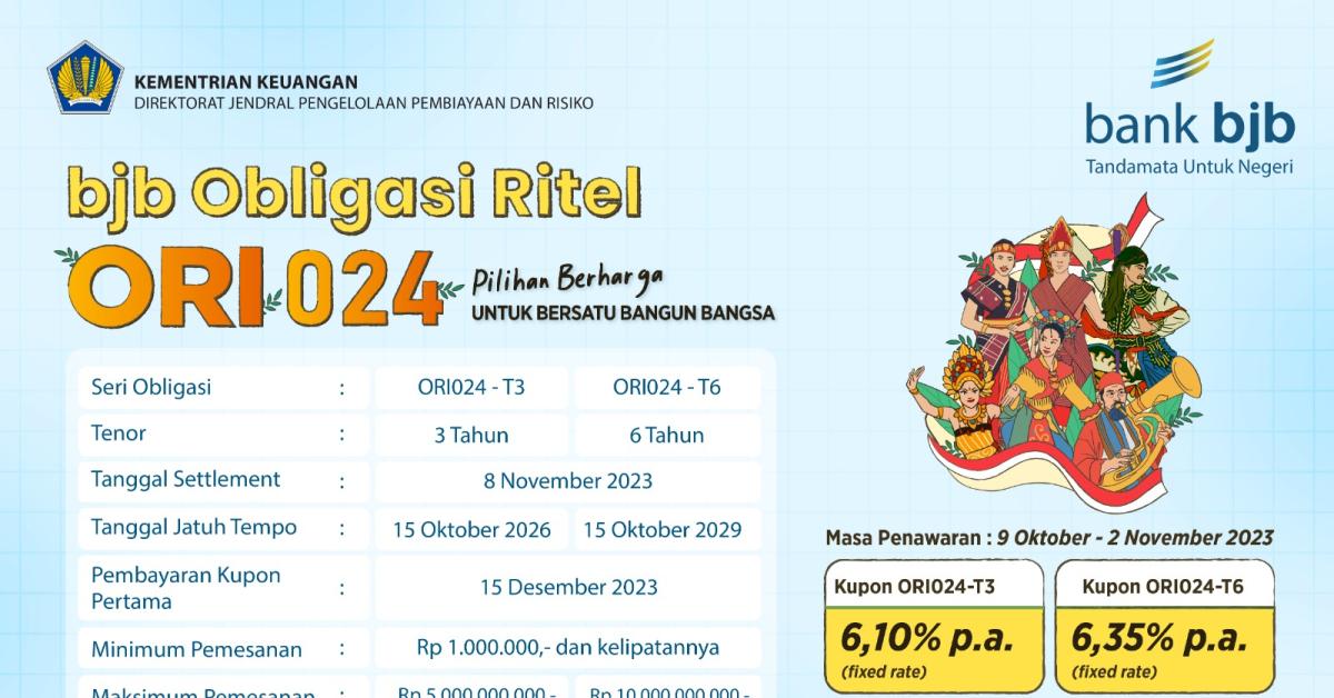 bank bjb Tawarkan ORI024, Semakin Menarik dengan Tenor hingga 6 Tahun