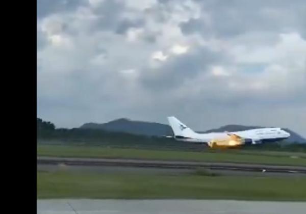 Tegang! Video Pesawat Garuda yang Angkut 450 Jemaah Haji Terbakar saat 'Take Off'