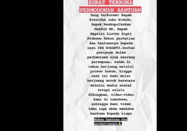Suamiku Ternyata Seorang Perempuan, Ida Susanti Minta Bantuan Jokowi, Mahfud dan Kapolri: No Viral No Justice!