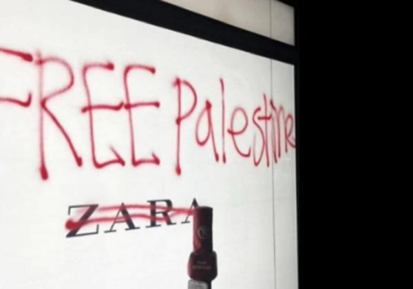 Toko ZARA Jadi Sasaran Aksi Vandalisme dengan Tulisan Free Palestina