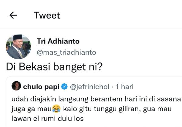 Tantangan Tinju Cellos Botak ke Jefri Nichol Direspons Twitter Tri Adhianto: di Bekasi Banget Nih?