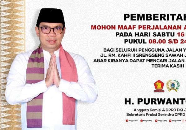 Anggota DPRD Jakarta Purwanto Beri Alasan Tak Terduga Soal Viralnya Imbauan Penutupan Jalan Untuk Pernikahan