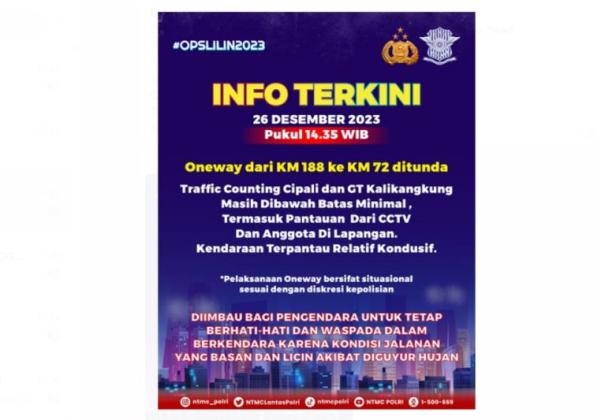 Info Terkini Tol Cikampek! Jasa Marga Tunda One Way atau Satu Arah di KM 188 GT Palimanan