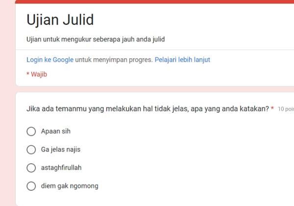 Link Ujian Julid Google Form Terbaru yang Lagi Viral, Coba Cek Seberapa Julid Dirimu di Sini!