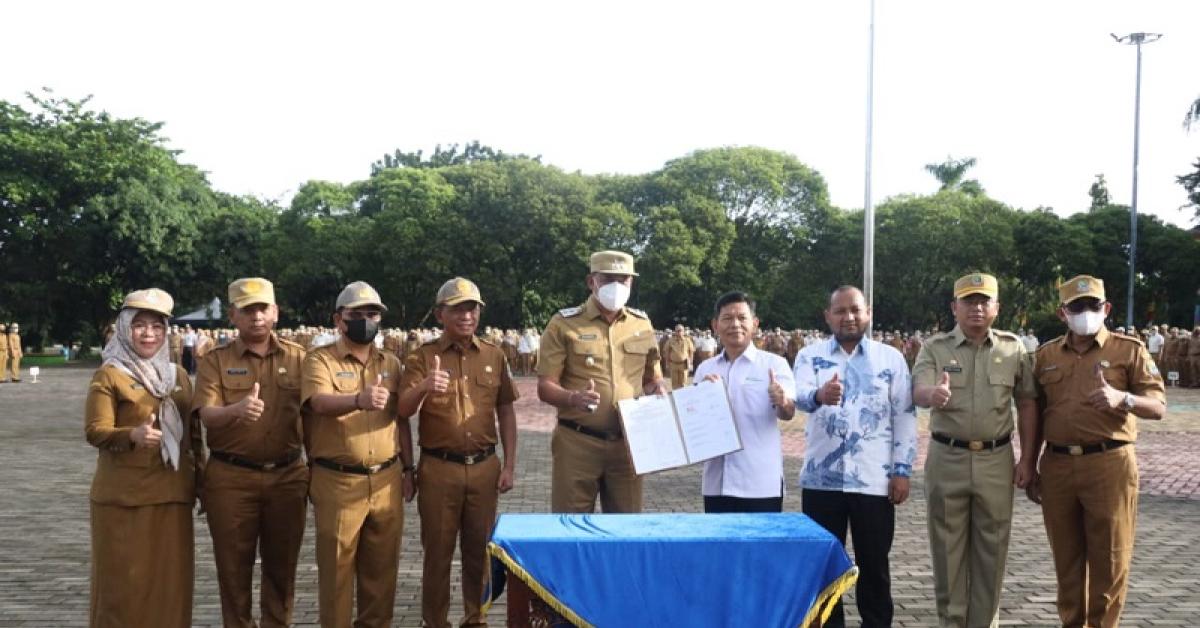 Saat Apel, BPJS Ketenagakerjaan dan Pemkot Bekasi Lakukan PKS Jaminan Sosial Bagi TKK di Kota Bekasi