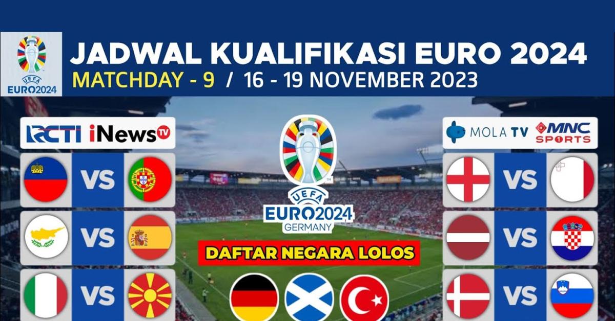 Jadwal Lengkap Kualifikasi EURO 2024 Matchday 9 Serta Hasil Klasemen Sementara, Simak Disini