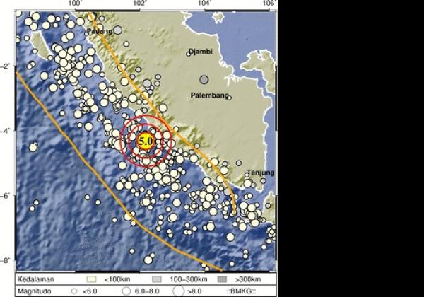 Gempa 5,0 Magnitudo Mengguncang Seluma Provinsi Bengkulu Dini Hari 