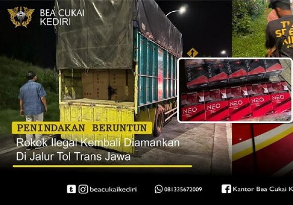 Bea Cukai Kediri Amankan 2 Juta Batang Rokok Ilegal di Ruas Tol Trans Jawa