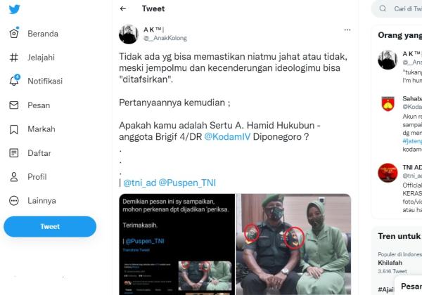 Duh! Akun Prajurit TNI AD Follow Twitter Barisan Oposisi, Netizen: Sudah Bukan 100 Persen TNI, tapi Sudah Ada Jiwa HTI