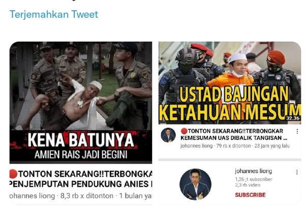 Viral, Chanel YouTube Johannes Liong Sebar Konten Hoaks, Sebut UAS dan Anies Ditangkap Polisi
