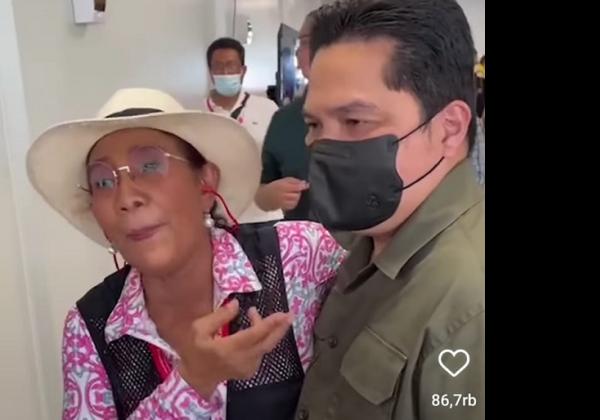 Kocak! Cara 'Ngeles' Susi Pudjiastuti Saat Ditegur Erick Thohir Karena Merokok Sembarangan di Sirkuit MotoGP