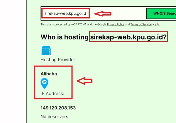 Website Real Count dan Sirekap KPU Terhubung ke Alibaba, IP Address Singapura dan Amerika, Gak Bahaya Tah?  
