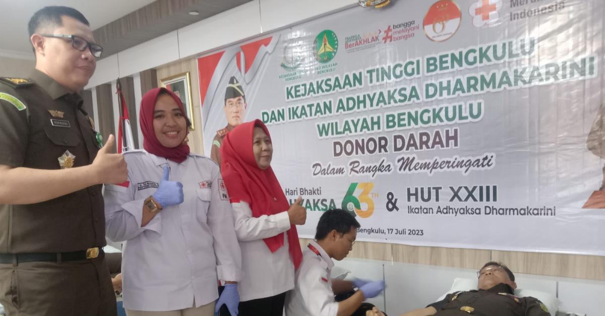 Kejati Bengkulu Gelar Donor Darah, HBA ke-63 dan HUT IAD keXXIII