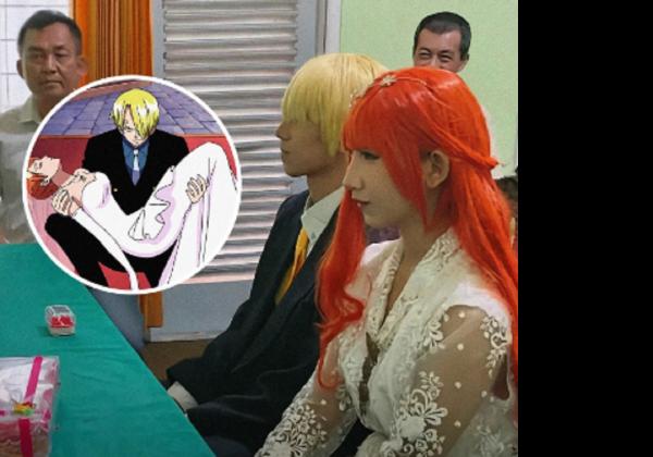 Viral! Pernikahan Unik di Malang, Pasangan Berkostum Sanji dan Nami dari One Piece