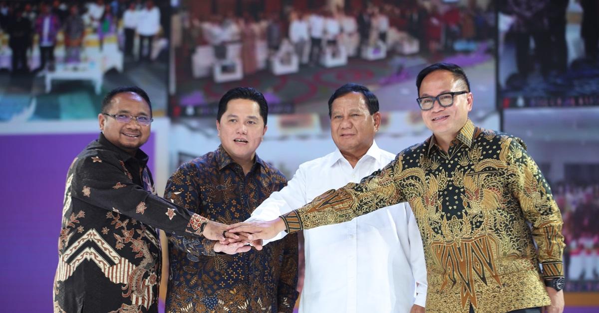 Prabowo Hadiri Perayaan Natal BUMN Bareng Yaqut Cholil dan Erick Thohir