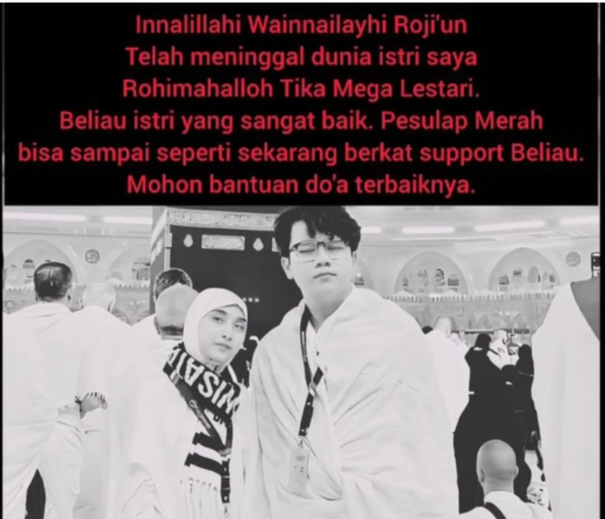 Istri Pesulap Merah Meninggal Dunia, Begini Pesan Menyentuh Marcel Radhival