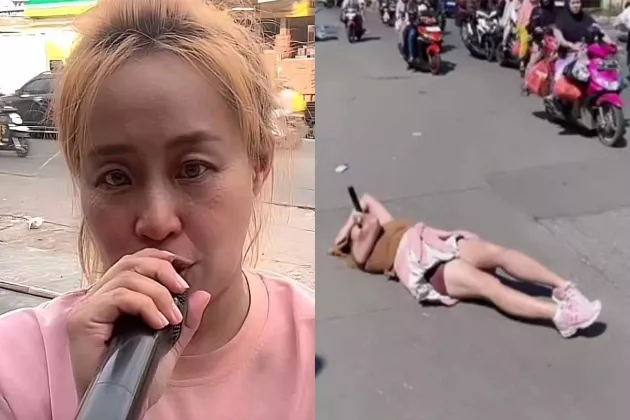 Raup Rp26 Juta Sehari, Ini Aksi Pinkan Mambo Ngamen Sambil Rebahan di Jalanan Tangerang