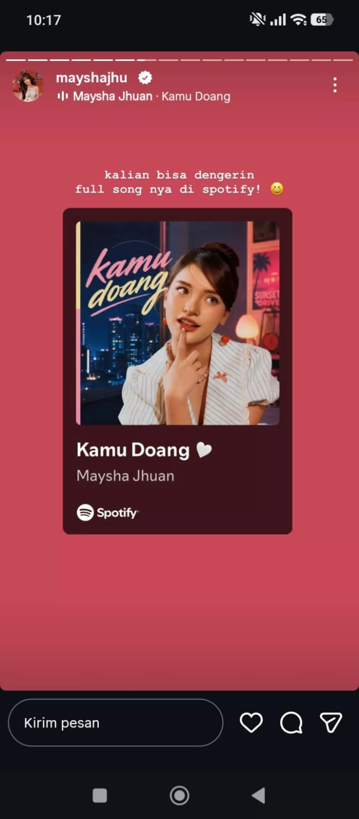 Mengguncang Spotify! Maysha Jhuan Buktikan Kualitas Vokal Emas Lewat Single Hits 'Kamu Doang'