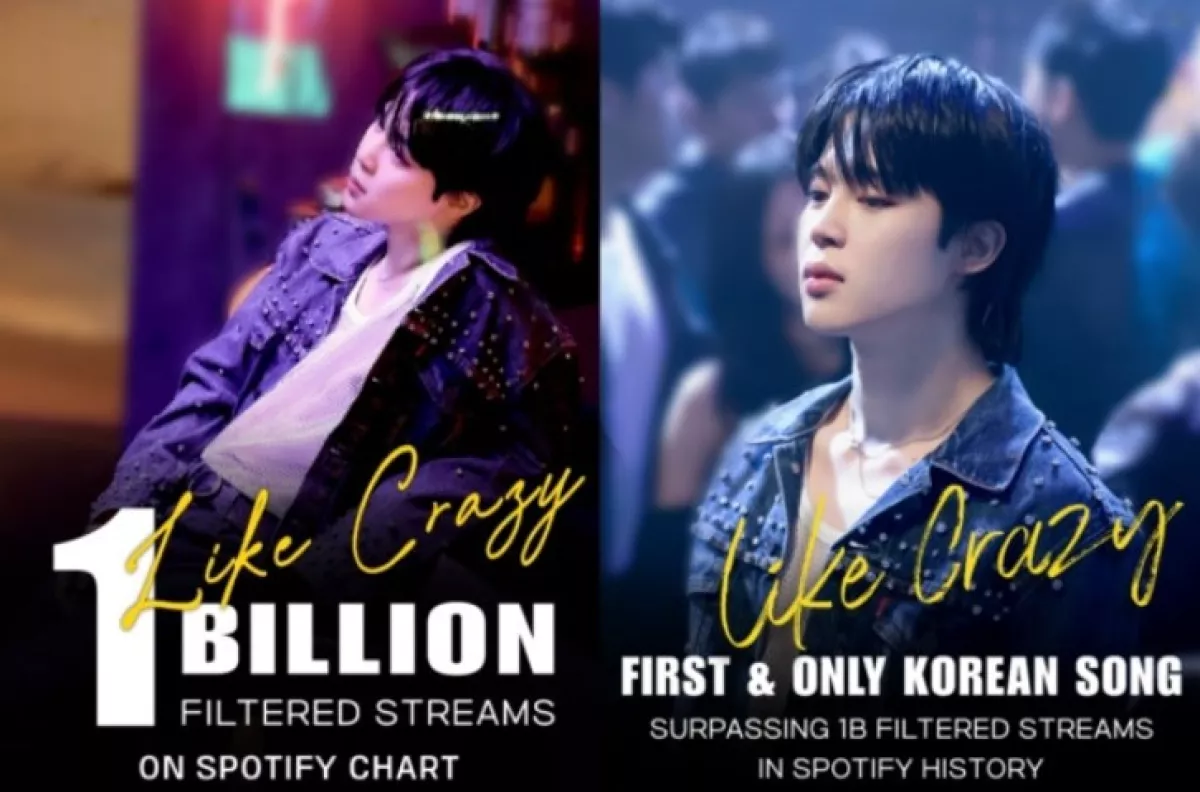 'Like Crazy' Milik Jimin BTS jadi Lagu Korea Pertama yang Lampaui 1 Miliar Streaming di Spotify