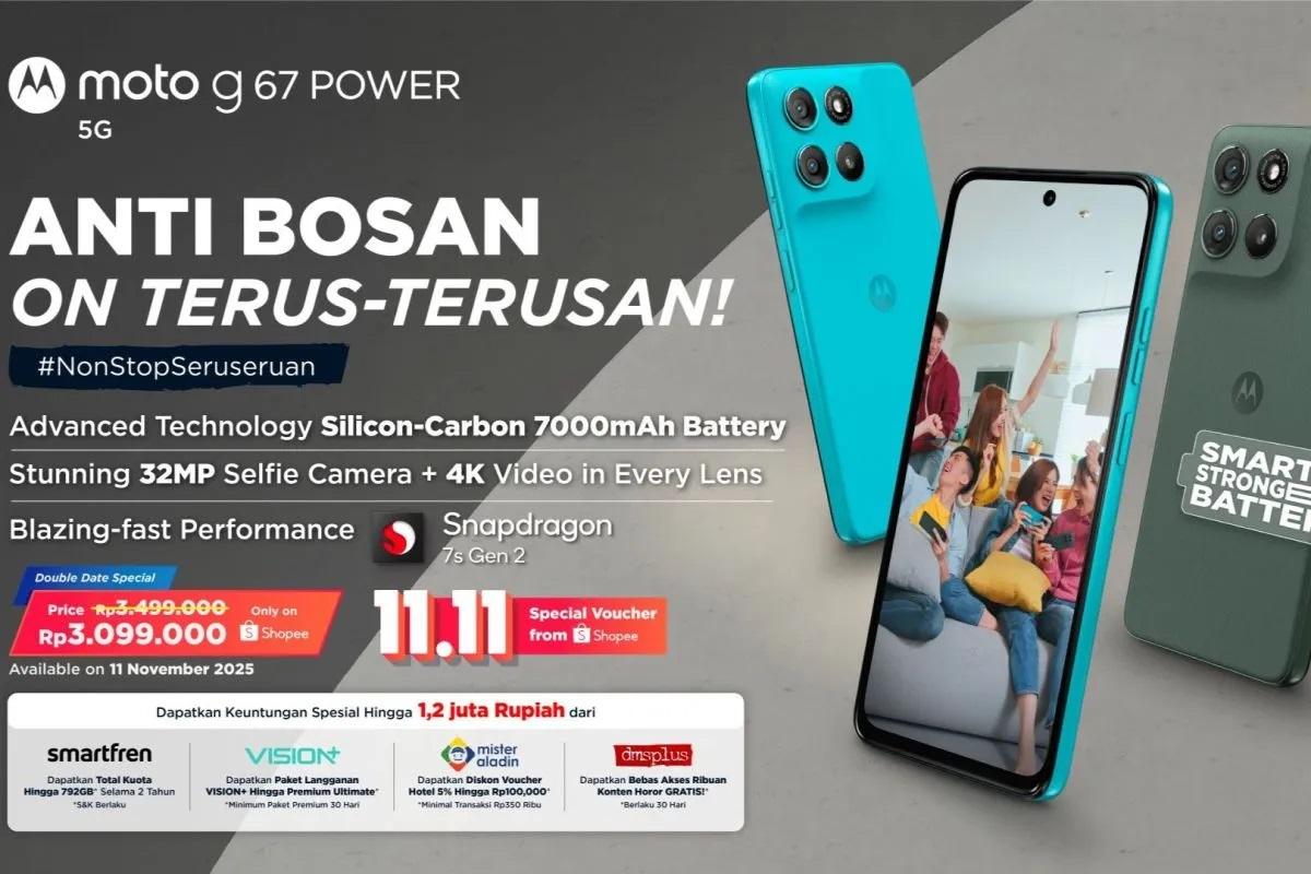 Resmi Hadir! Motorola Moto G67 Power Tawarkan Baterai Jumbo 7000 mAh dan Desain Premium