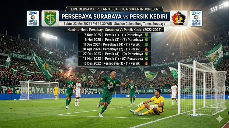 DERBY JATIM SARAT GENGSI ! Head to Head Persebaya Surabaya vs Persik Kediri: Sama Kuat