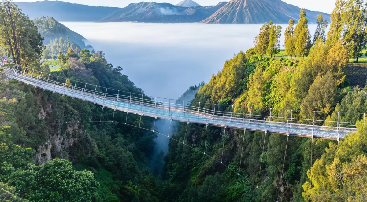 UJI NYALI DI ATAS JURANG 80 METER! Jembatan Kaca Bromo Dibuka Pas Libur Sekolah, Ayo Sopo SING WANI?