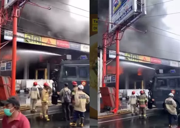 Asap Hitam Kepung Jalan Jogja-Solo, Toko Bangunan Trans Home Terbakar