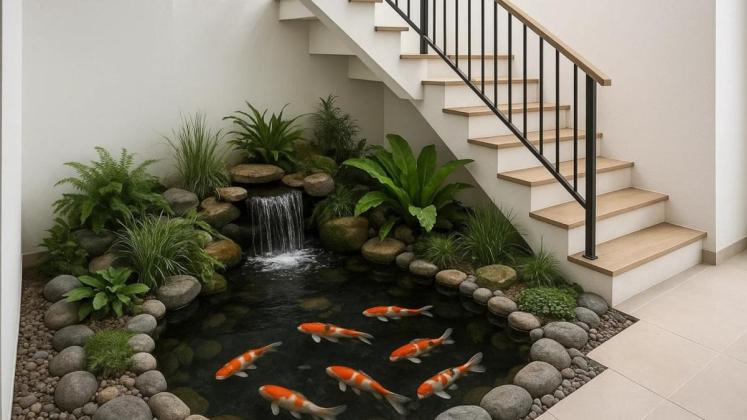 Inspirasi Kolam Ikan Koi Dalam Rumah: Memanfaatkan Ruang Kosong di Bawah Tangga