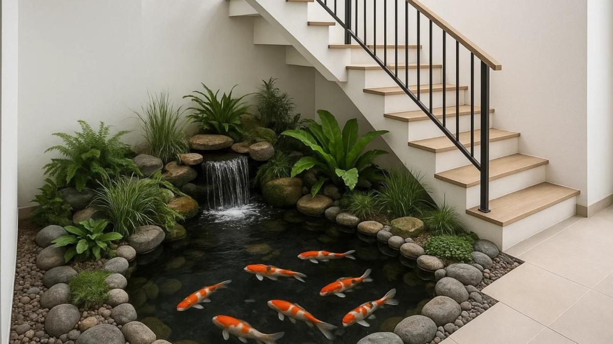 Inspirasi Kolam Ikan Koi Dalam Rumah: Memanfaatkan Ruang Kosong di Bawah Tangga