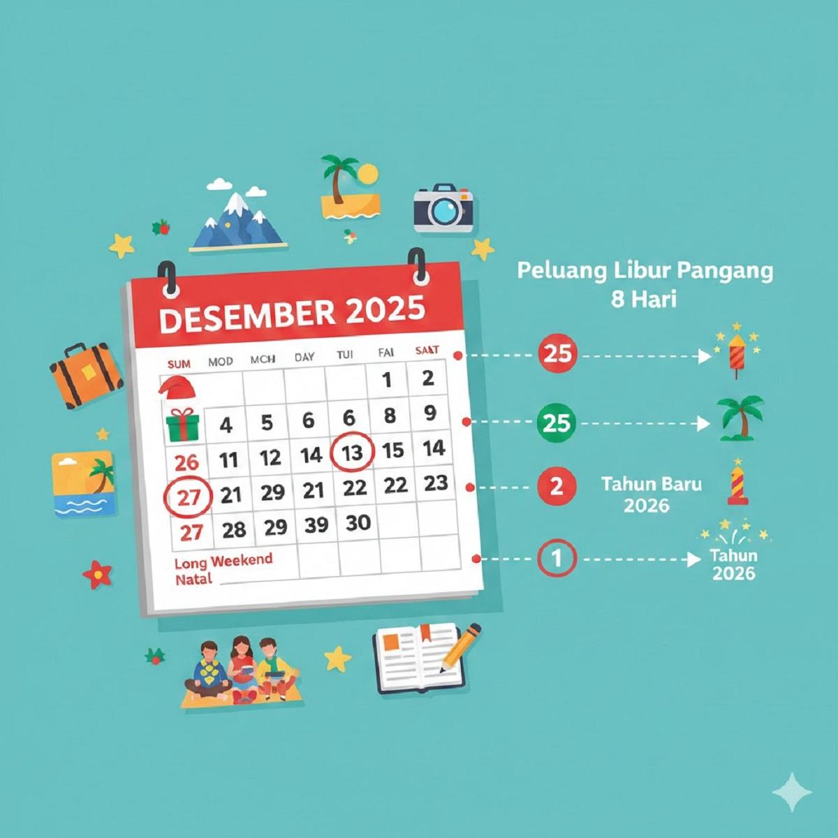 Jadwal Libur Desember 2025: Ada Long Weekend Empat Hari dan Peluang Cuti 8 Hari Hingga Tahun Baru 2026