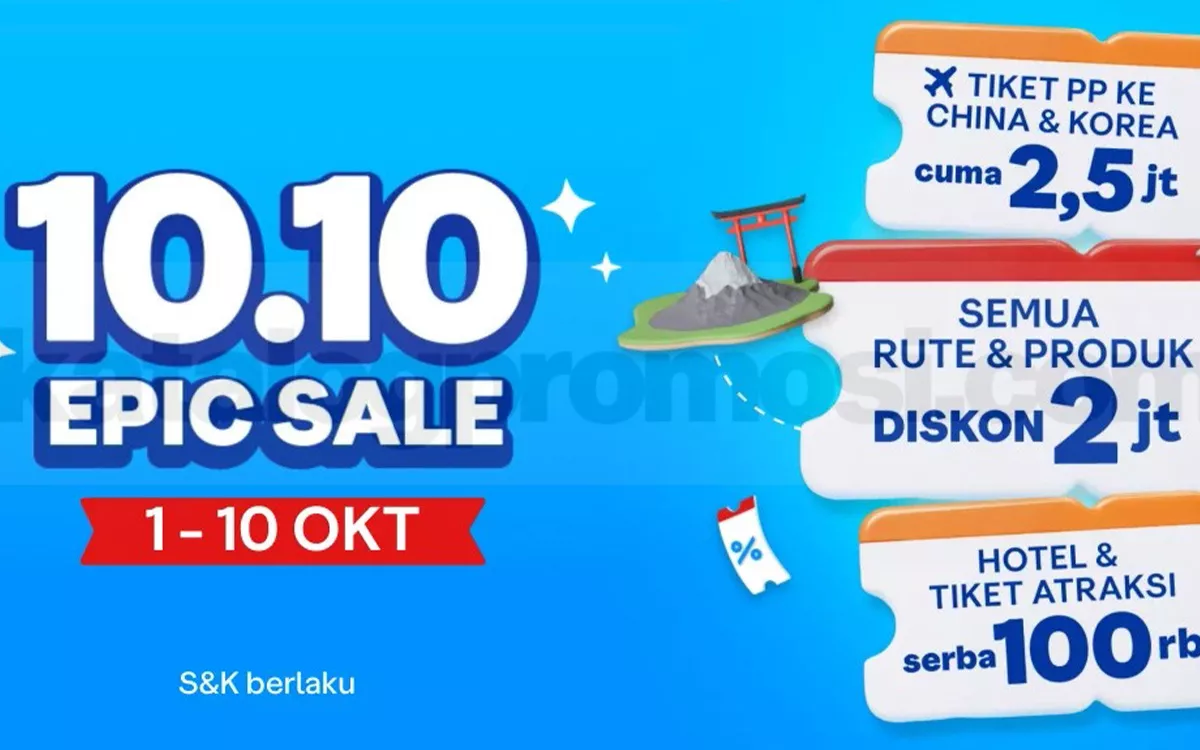 Promo Traveloka 10.10 Epic Sale: Tiket Pesawat Korea-Tiongkok Rp2,5 Juta