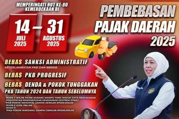 Pemprov Jatim Gelar Pemutihan Pajak hingga 31 Agustus 2025