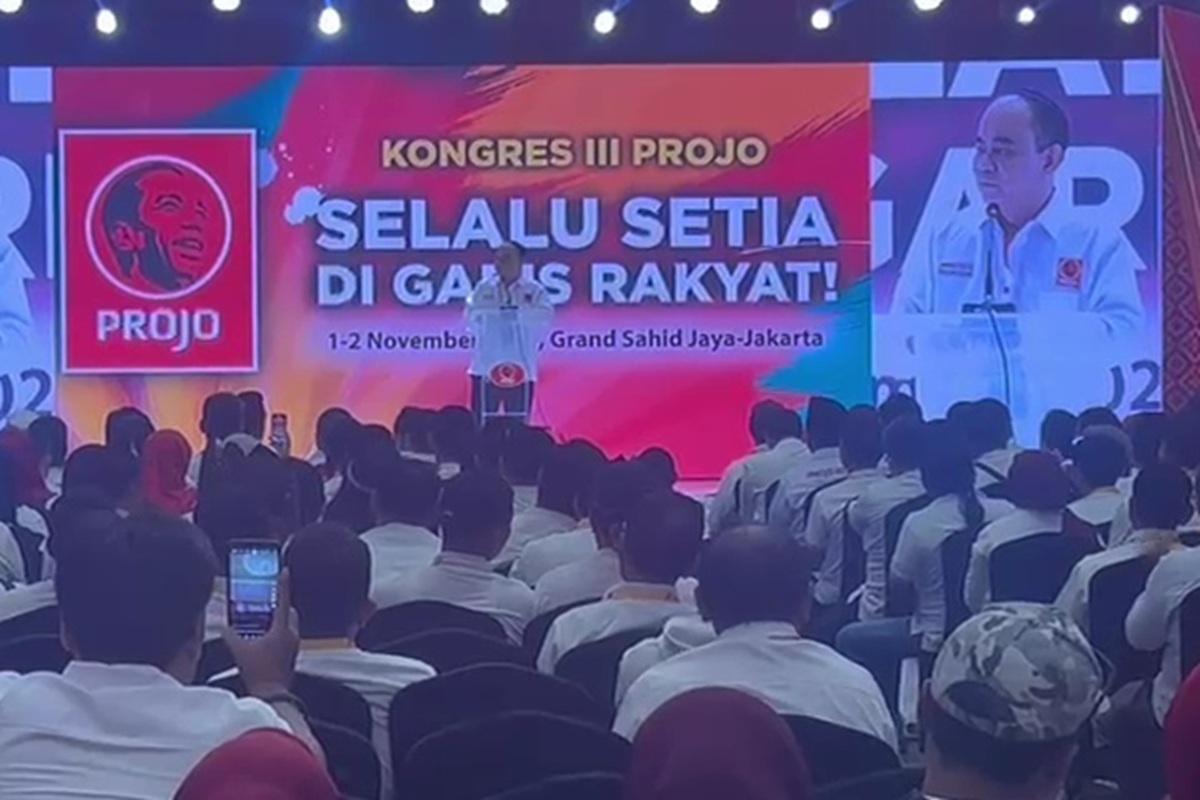 Budi Arie Singgung Whoosh dan Isu Adu Domba Jokowi–Prabowo di Kongres III Projo
