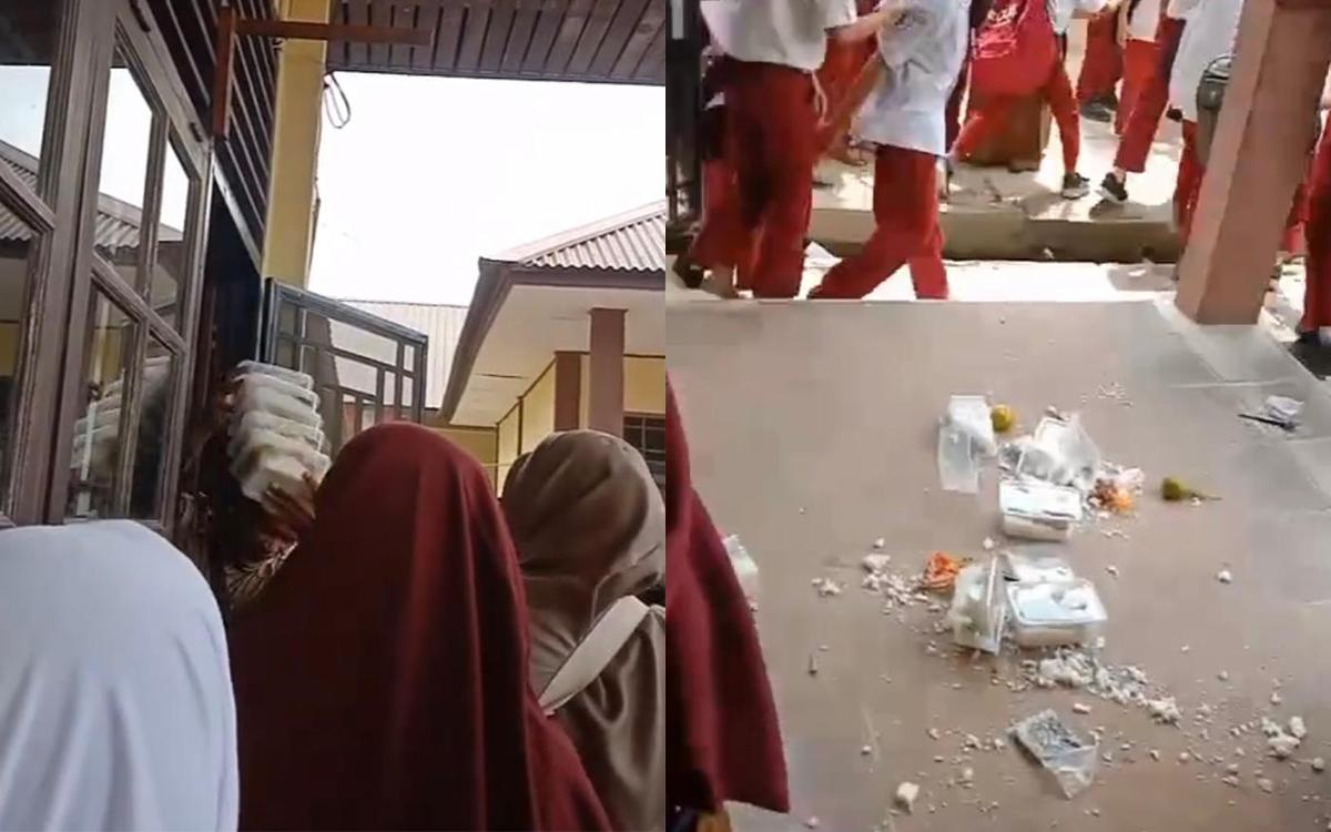 Heboh! Guru di Riau Ngamuk Banting Nasi Bungkus Bantuan Hari Pahlawan di Depan Siswa