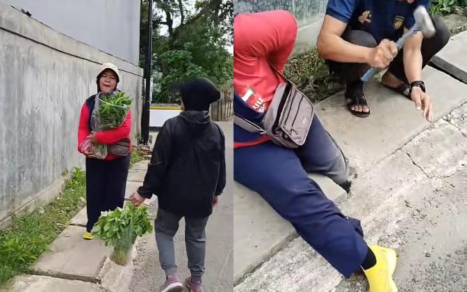 Jalan Kaki Santai Berubah Horor Sekejap, Kaki Ibu Ini Terjebak di Gorong-Gorong!