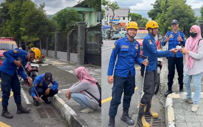 SIM Seorang Wanita di Jogja Nyemplung ke Lubang Resapan Air, Panik Maksimal Takut Kena Tilang!